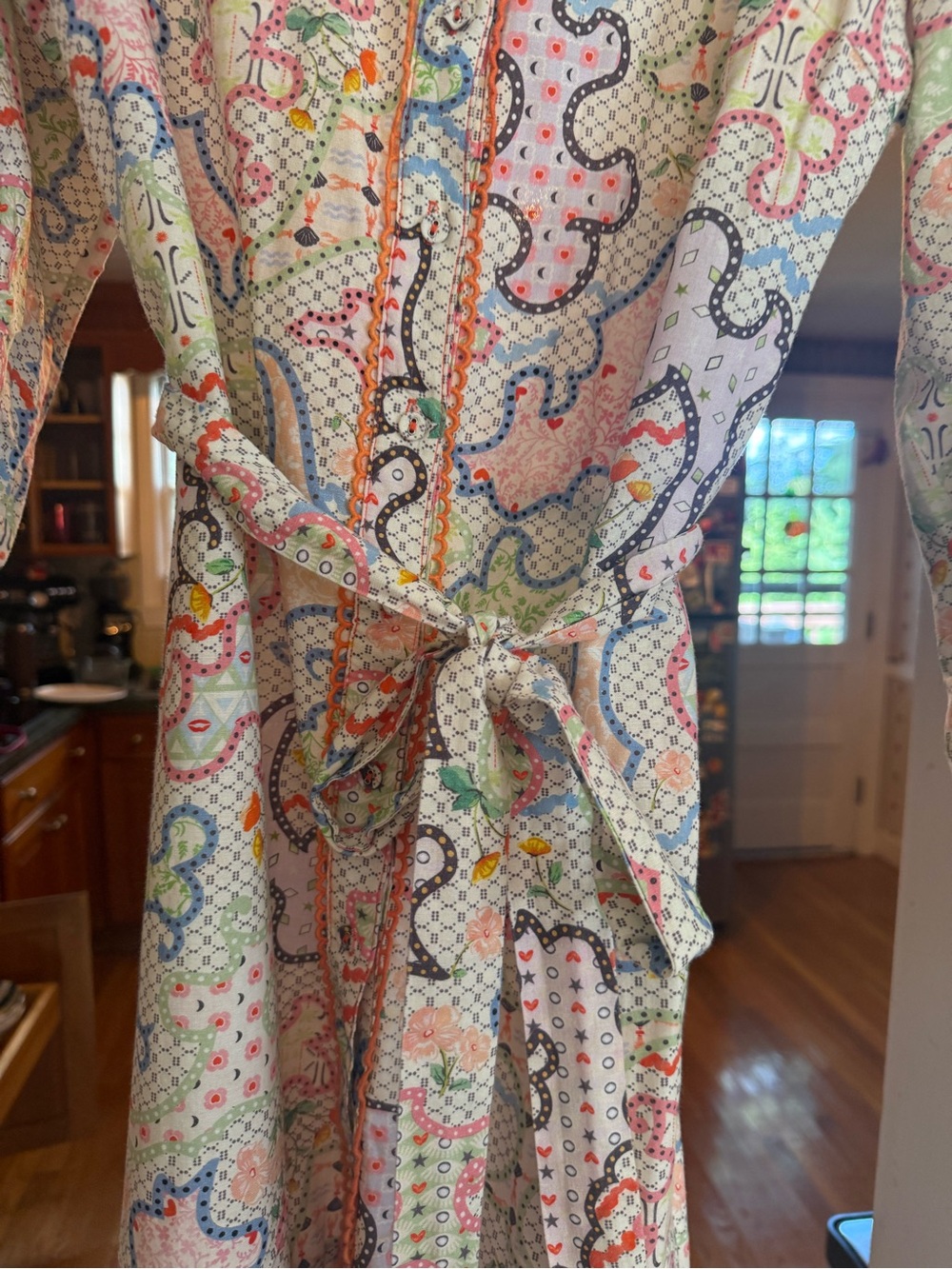 Never Fully Dressed Printed Maxi Shirt Dress Belted Size US 8 Petite - Picture 2 of 5